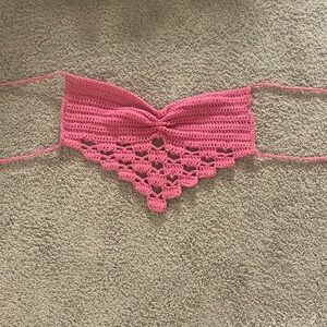 Hand made crochet halter heart top.
